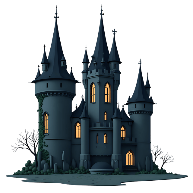 Free transparent PNG: Eerie Black Gothic Castle PNG with Transparent Background for Haunted Decor and Art Projects