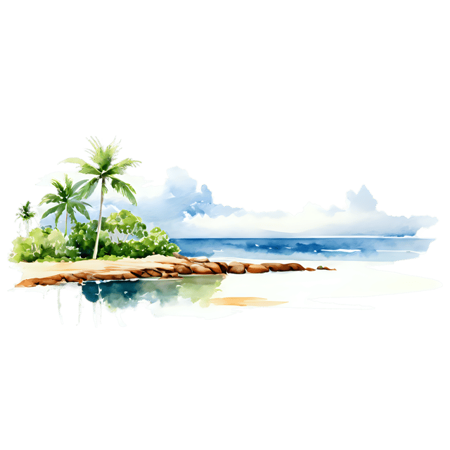 Free transparent PNG: Tropical Landscape Watercolor PNG – Transparent Background for Artwork & Design