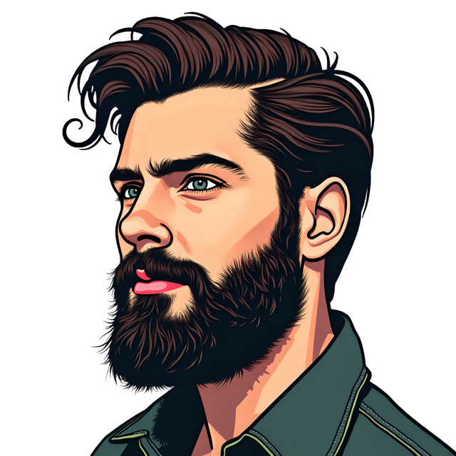 Free transparent PNG: Bearded Man PNG Portrait  Ideal for Art, Illustrations  Decor