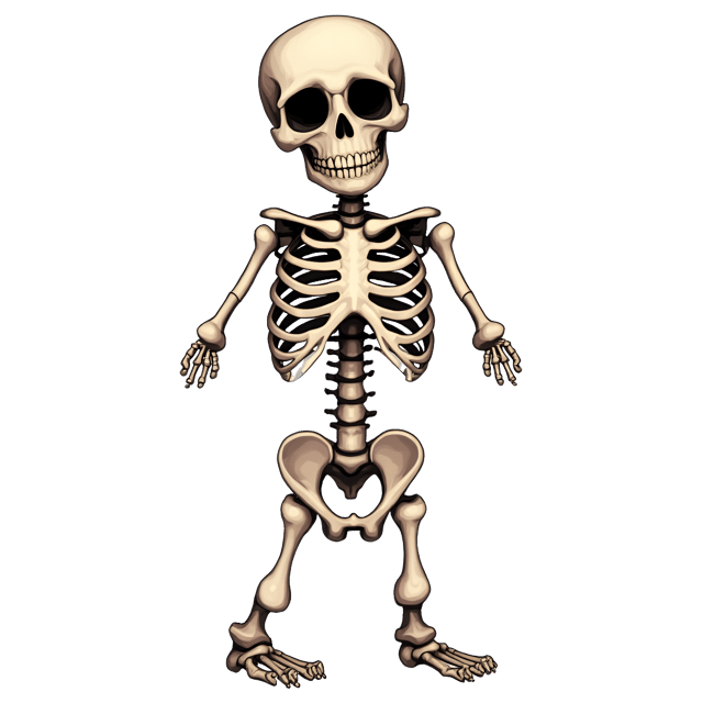 Free transparent PNG: Frightening Skeleton with White Bones and Empty Eye Sockets - Beautiful Illustration Clipart