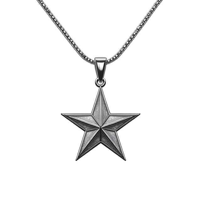Free transparent PNG: Stylish Silver Star Pendant Necklace Illustration with Realistic Detail