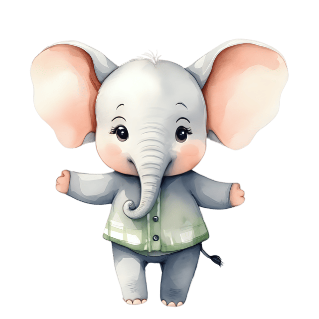 Free transparent PNG: Cute Cartoon Elephant Illustration with Transparent Background for Digital Projects