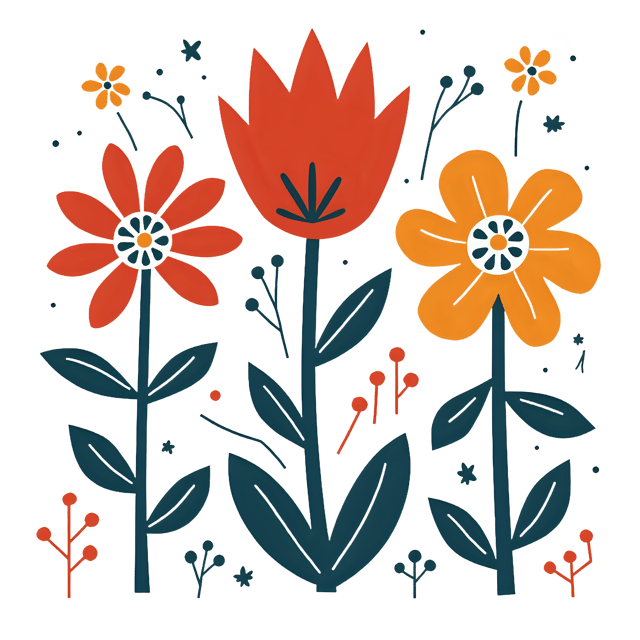 Free transparent PNG: Folk Art Flowers  Bold Shape Clipart, free download png