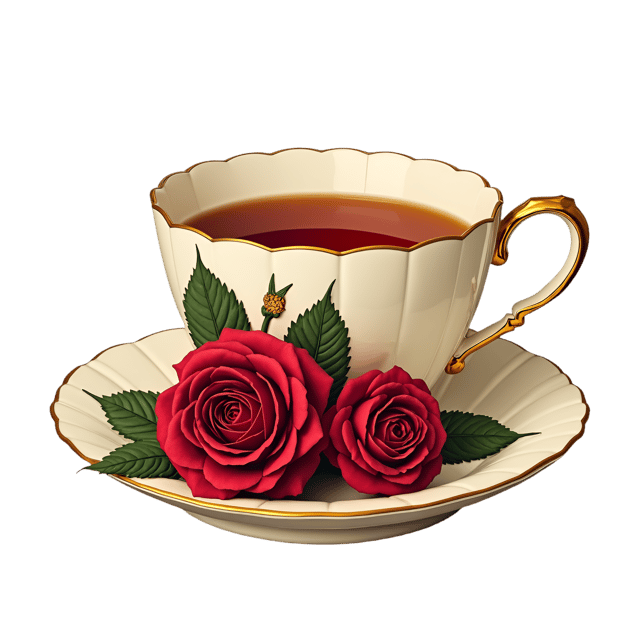 Free transparent PNG: Ivory and Burgundy Tea Cup with Deep Red Roses  Elegant Clipart, free download png