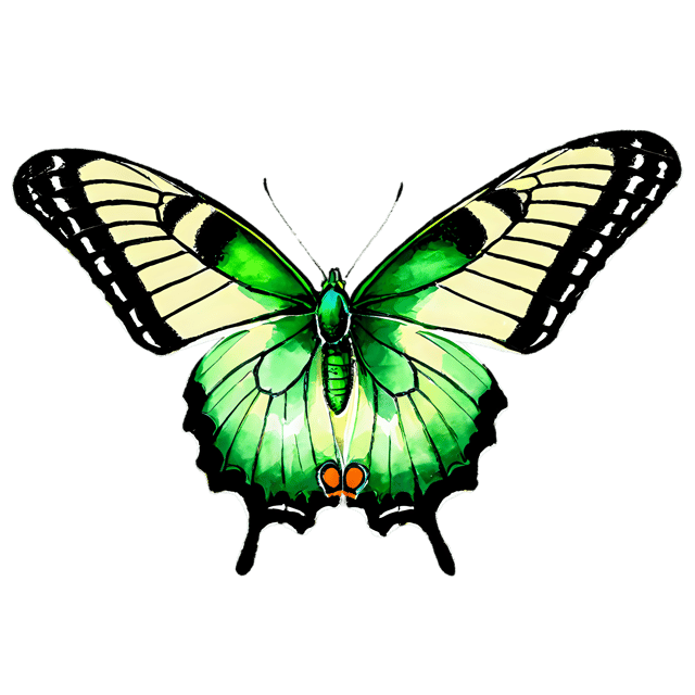 Free transparent PNG: Emerald Swallowtail Butterfly Watercolor Illustration - Transparent PNG for Crafts and Design