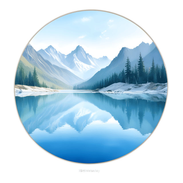 Free transparent PNG: Mountain Reflection in Blue Lake at Sunrise PNG