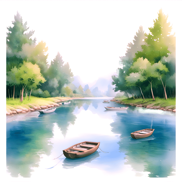 Free transparent PNG: Boats Floating in Tranquil River Setting PNG with Transparent Background