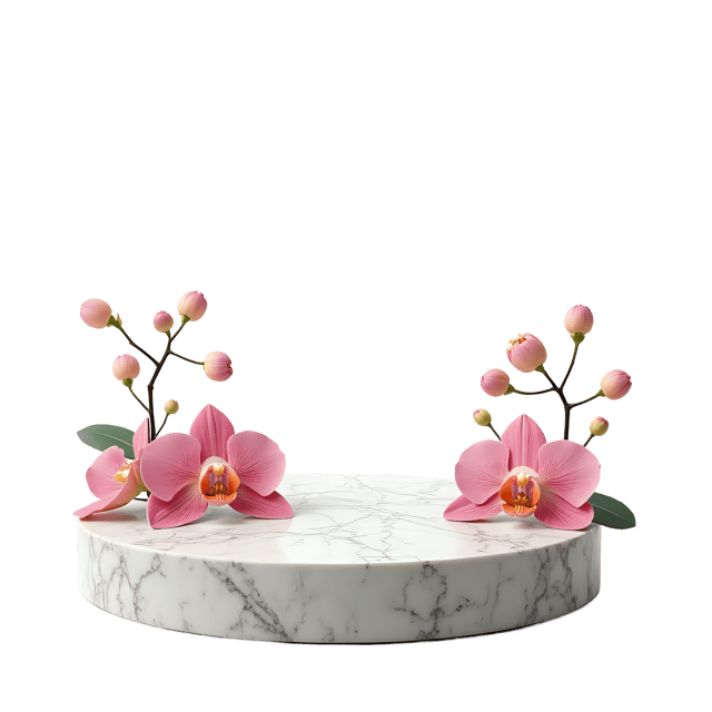 Free transparent PNG: Floral Marble Pedestal with Orchid Accents  Garden Decor Clipart, free downloadable png
