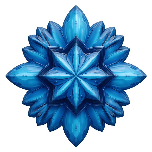 Free transparent PNG: Symmetrical Blue Ornament with Deep Ocean Shades and Smooth Glass Texture