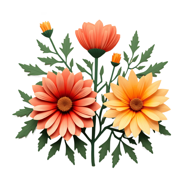 Free transparent PNG: Chrysanthemum and Marigold Flowers PNG  Perfect for Floral Designs, Gardening  Decor