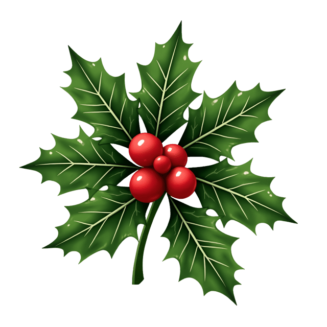 Free transparent PNG: Glossy Green Holly Berry Decoration Clipart with Bright Red Berries