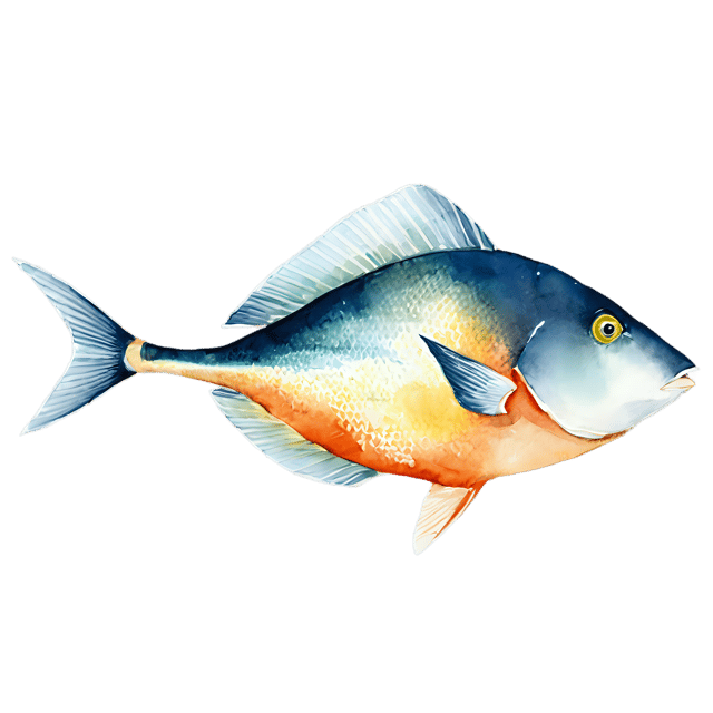 Free transparent PNG: Transparent Watercolor Triggerfish PNG Illustration - Perfect for Designers & Creators