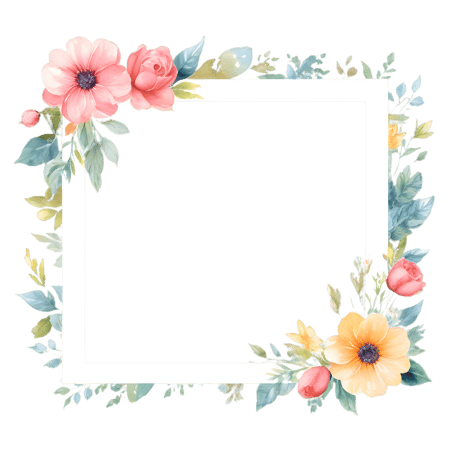 Free transparent PNG: Floral Photo Frame with Transparent Background for Artistic Design
