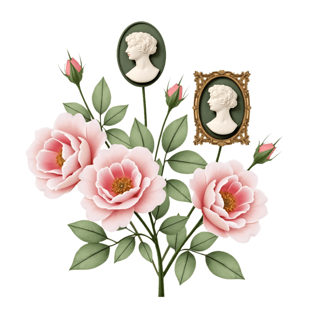 Free transparent PNG: Porcelain Cameo Arrangement  Rose and Miniature Framed Cameo Clipart, Free PNG Download