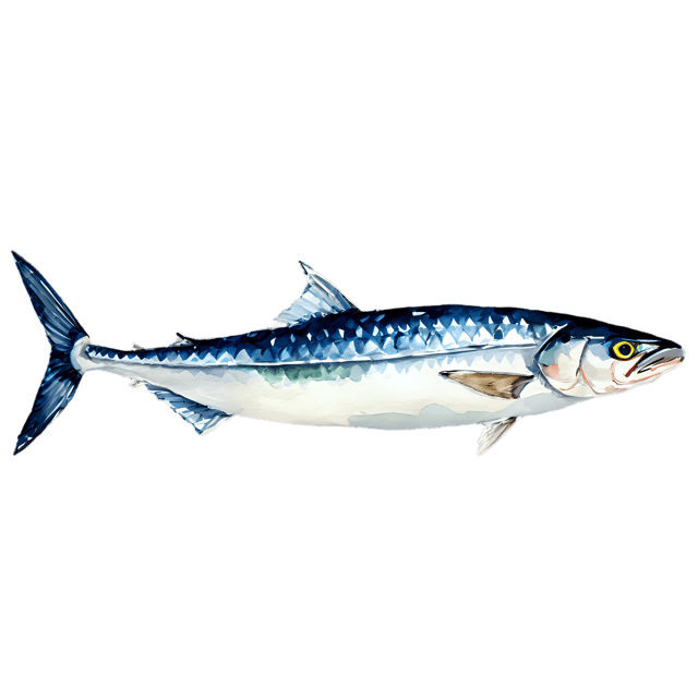 Free transparent PNG: Transparent Mackerel Fish Watercolor Illustration – Artistic Clipart for Seafood-themed Designs