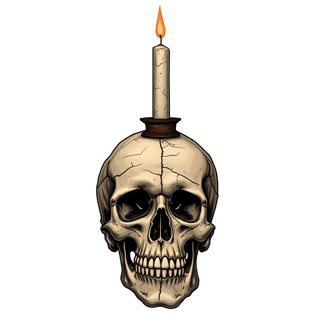 Free transparent PNG: Cracked Skull with Candle  Halloween Clipart, free downloadable png