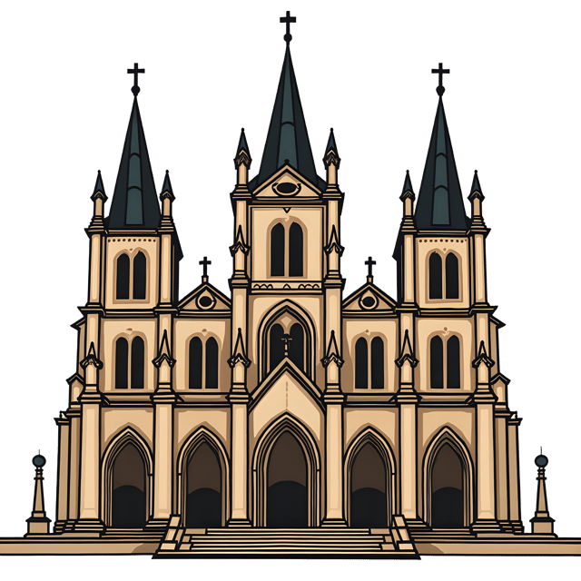 Free transparent PNG: Gothic Cathedral with Crosses PNG Transparent Background