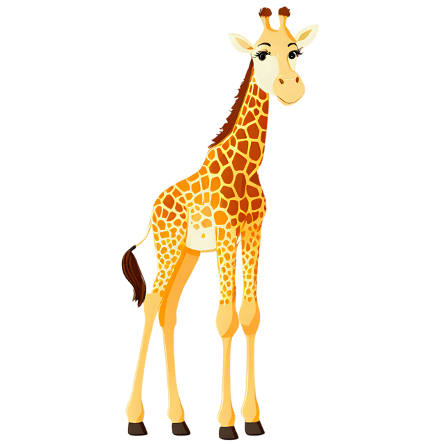 Free transparent PNG: Cute Cartoon Giraffe Illustration with Transparent Background