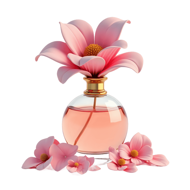 Free transparent PNG: Perfume Bottle with Petals Watercolor Illustration for Fragrance and Beauty Branding