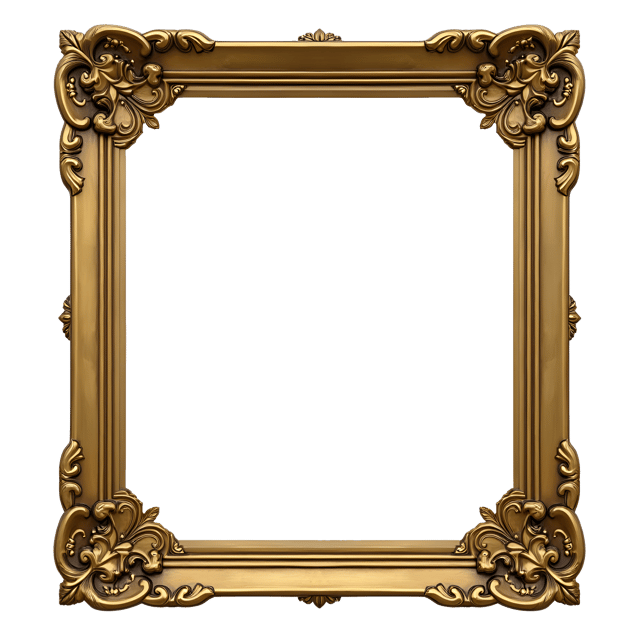 Free transparent PNG: Vintage Brass Frame with Scrollwork Accents and Illustration Clipart