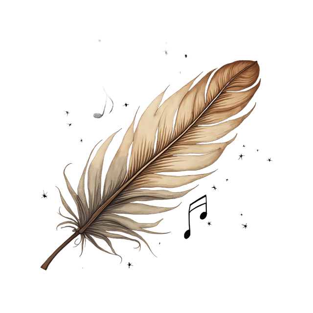 Free transparent PNG: Delicate Feather Tip Over Music Notes  Free Downloadable PNG