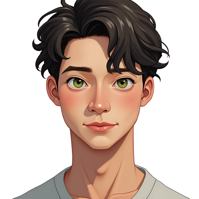 Free transparent PNG: Serene Humanoid Man with Calm Green Eyes - Realistic White Background Illustration