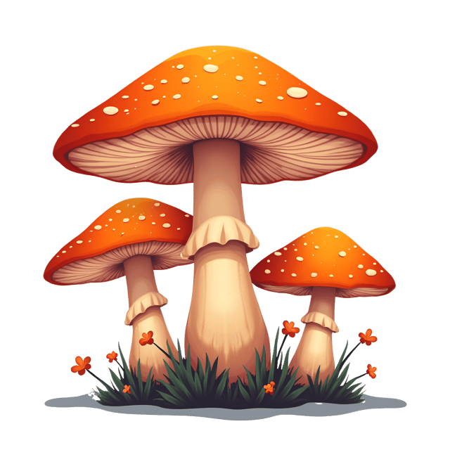 Free transparent PNG: Vivid Orange Mushroom with Wavy Caps and Silver Streaks PNG Illustration