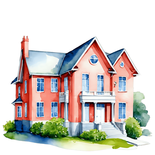 Free transparent PNG: Watercolor Mansion House Transparent PNG – Gentle Illustration for Home Decor & Crafts
