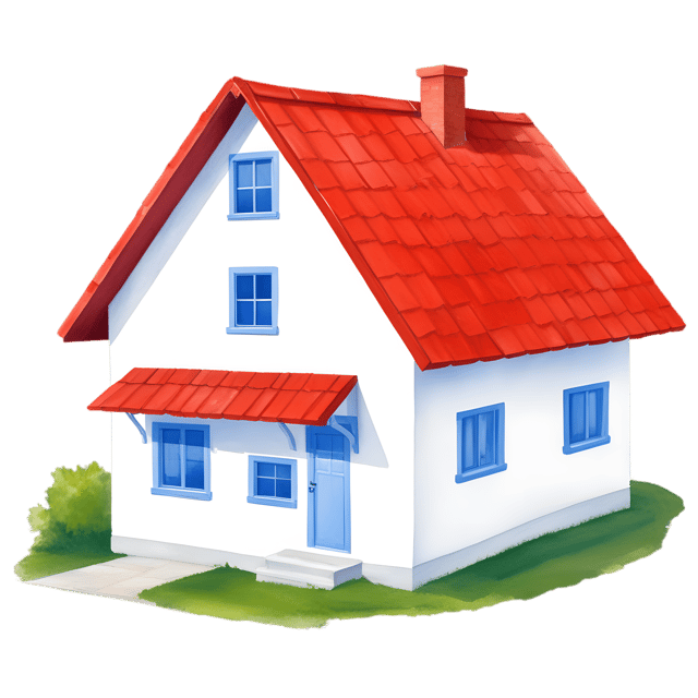 Free transparent PNG: Cozy Home with Red Roof and White Walls PNG for Nursery Decor and Crafts