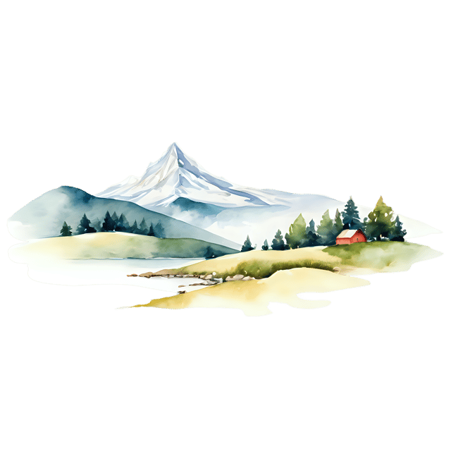 Free transparent PNG: Watercolor Mountain Landscape Transparent PNG – Gentle Illustration for Nature-inspired Designs