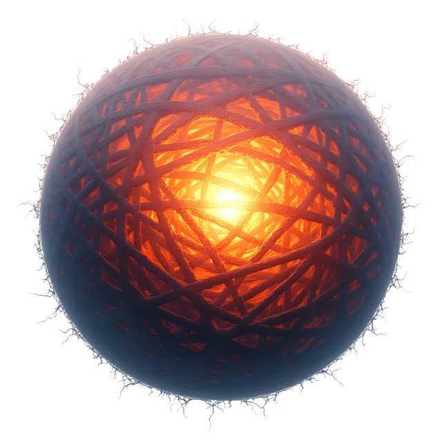 Free transparent PNG: Glowing Orb with Swirling Yarn Galaxies on Transparent Background PNG
