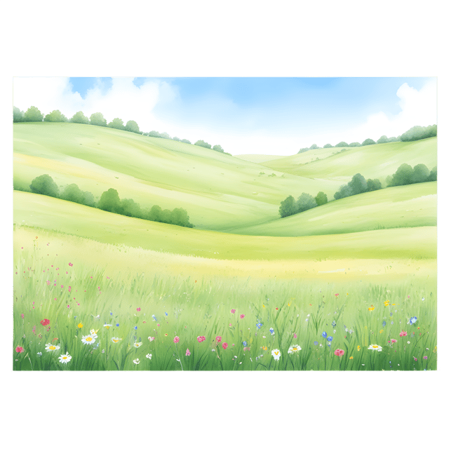 Free transparent PNG: Lush Green Meadow with Wildflowers PNG Background