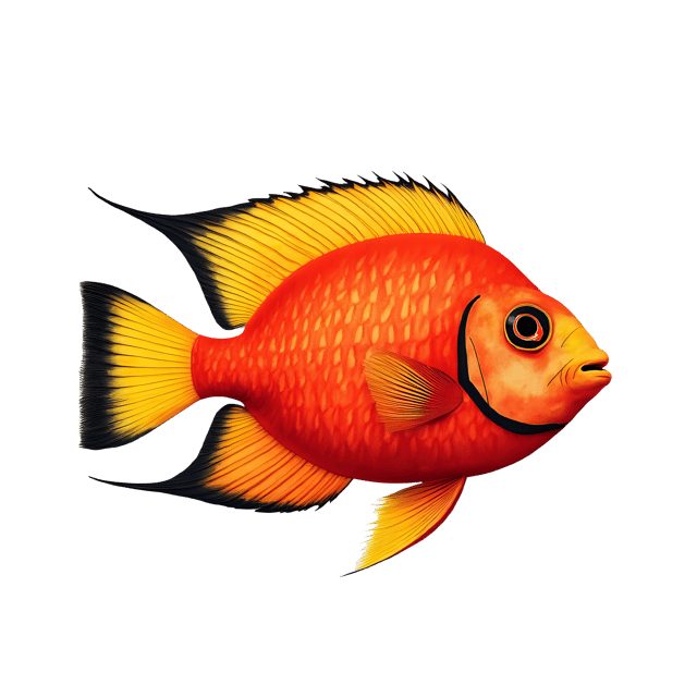 Free transparent PNG: Tropical Parrot Fish PNG with Bright Red and Yellow Scales on Transparent Background