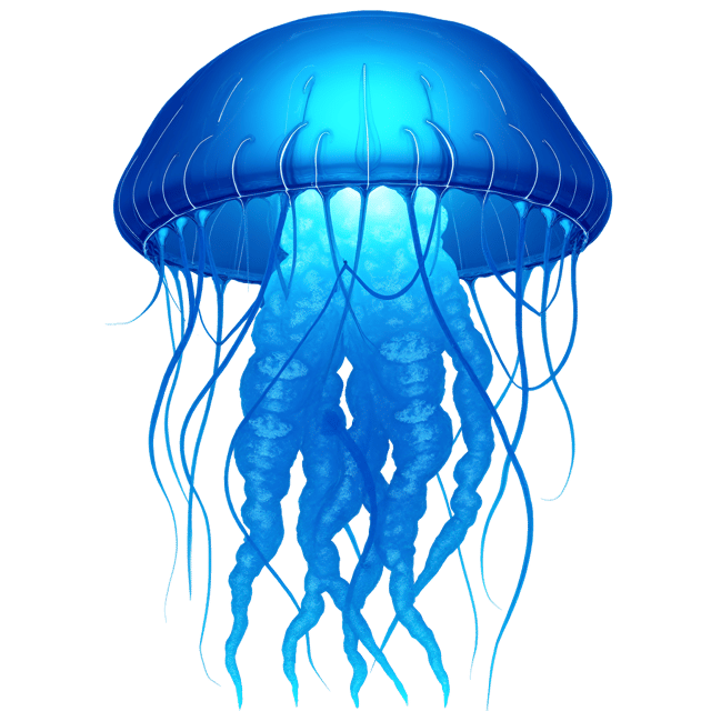 Free transparent PNG: Bioluminescent Jellyfish Illustration with Translucent Blue Tentacles
