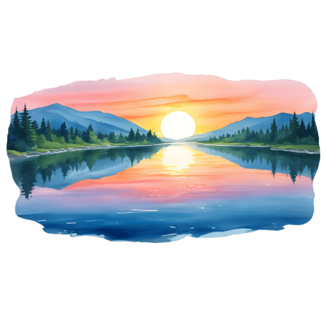 Free transparent PNG: Sunset Reflections on a Tranquil Lake - Transparent PNG for Serene Imagery