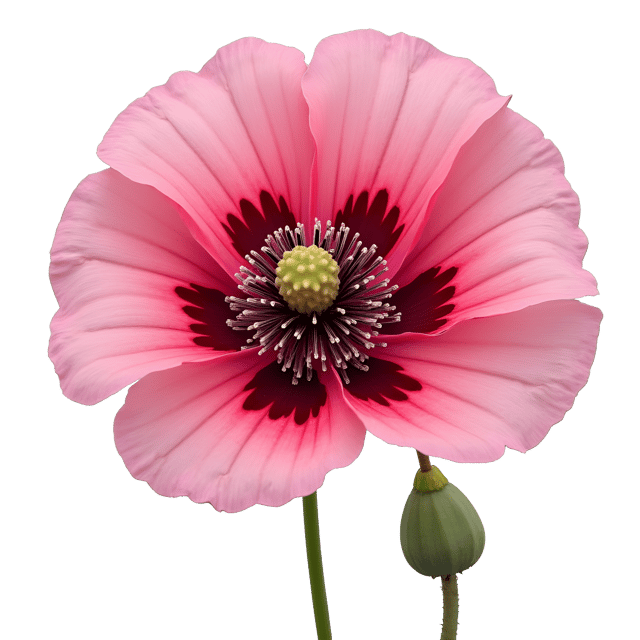 Free transparent PNG: Fuchsia Poppy with Dark Red Spots PNG Clipart for Botanical Illustrations