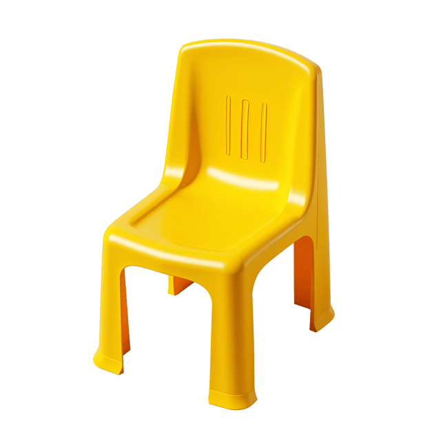 Free transparent PNG: Yellow Plastic Chair with Foldable Legs Isolated on White Background