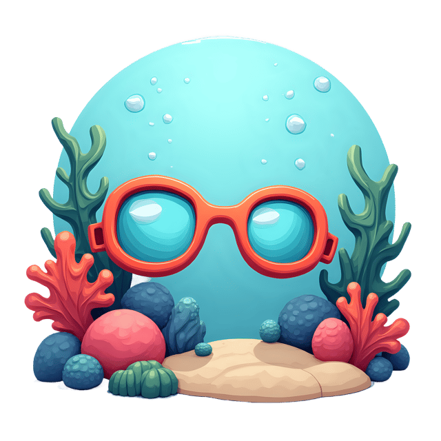 Free transparent PNG: Goggles Floating Beside Coral  Underwater Adventure Clipart, free downloadable png