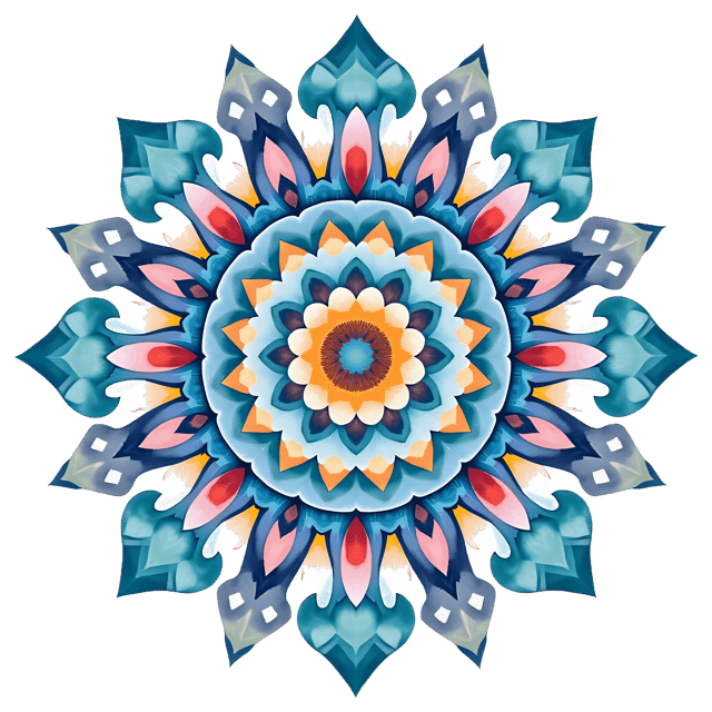 Free transparent PNG: Symmetrical Mandala with Central Rotational Symmetry Transparent PNG for Decorative and Artistic Use