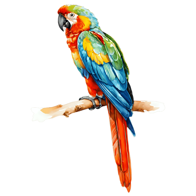 Free transparent PNG: Transparent Watercolor Macaw Illustration – Vibrant Tropical Bird Clipart