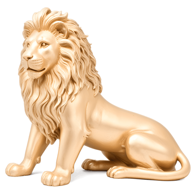 Free transparent PNG: Ornate Gold-Leaf Lion Sculpture PNG with Transparent Background