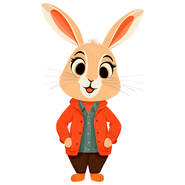 Free transparent PNG: Cute Cartoon Rabbit Illustration for Kids, Decor, and Crafts