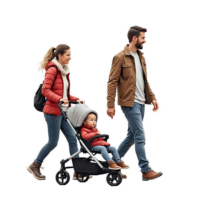 Free transparent PNG: Parents Walking with Stroller PNG Clipart  Perfect for Family Outing Scenes  Baby Themes