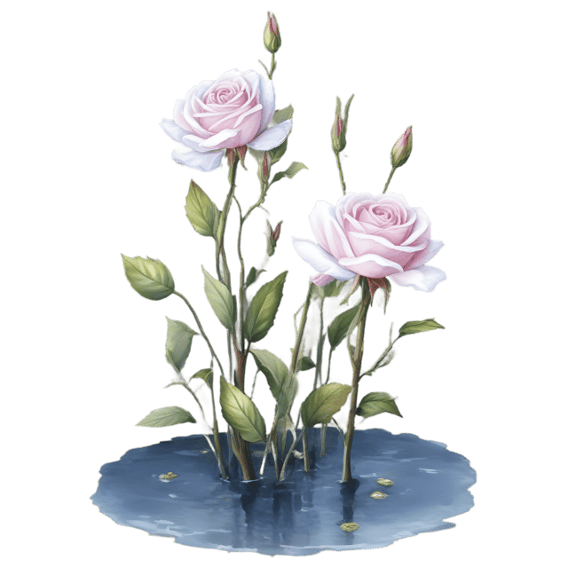 Free transparent PNG: Wilted Roses and Willows by a Murky Pond - PNG Transparent Background