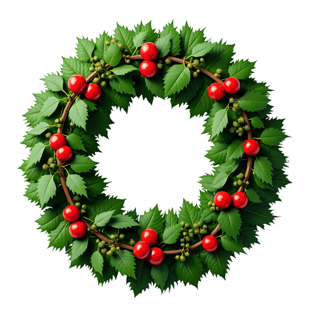 Free transparent PNG: Christmas Wreath with Red Berries and Gold Accents PNG