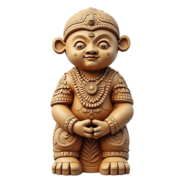 Free transparent PNG: Hand-carved Wooden Figure with Traditional Symbols PNG
