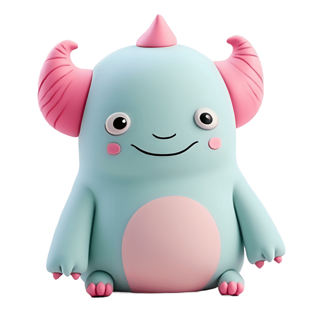 Free transparent PNG: Soft Pastel Monster Toy PNG with Transparent Background for Nursery Decor and Crafts