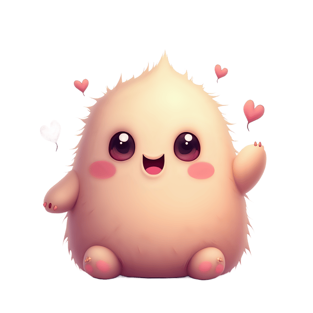 Free transparent PNG: Soft, Fuzzy Monster PNG with Pastel Hues and Kind Eyes