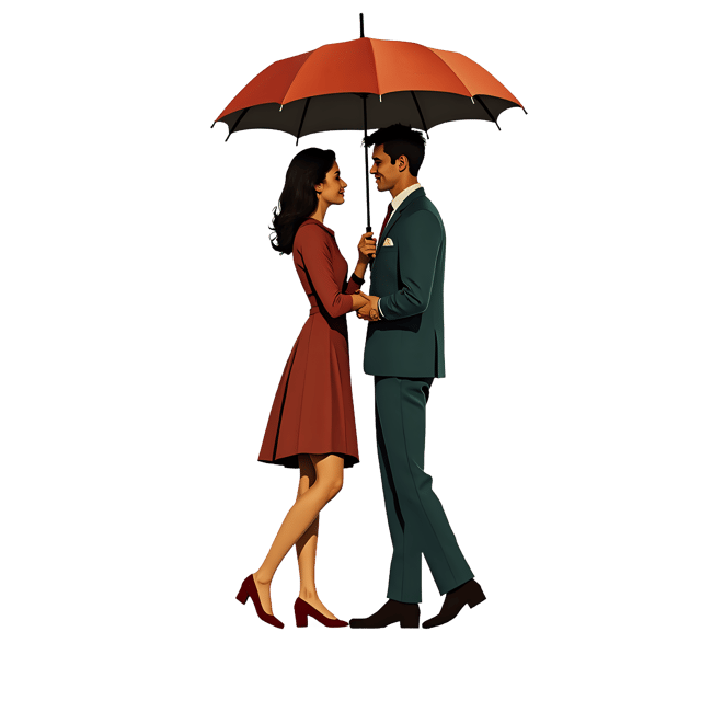 Free transparent PNG: Couple Sharing an Umbrella PNG Clipart  Perfect for Love Themes and Romantic Settings