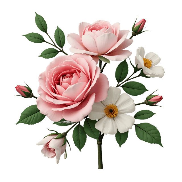 Free transparent PNG: Rose and Jasmine Flowers PNG Clipart  Elegant Blooms for Design and Crafts